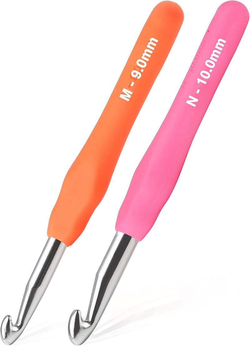 YOJOB 2Pack Size M / 9mm, N / 10mm Crochet Hooks, Super Smooth & Ergonomic for Beginner and Advanced (9.0mm, 10.0mm) - Image 1